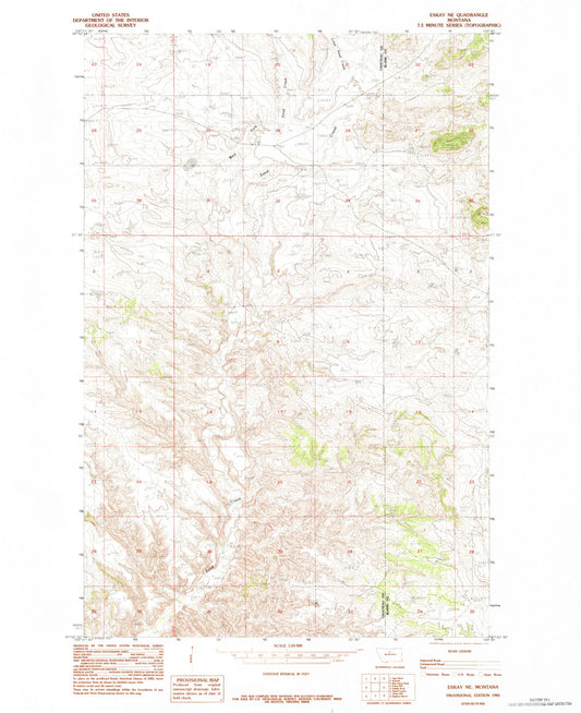 Classic USGS Eskay NE Montana 7.5'x7.5' Topo Map Image