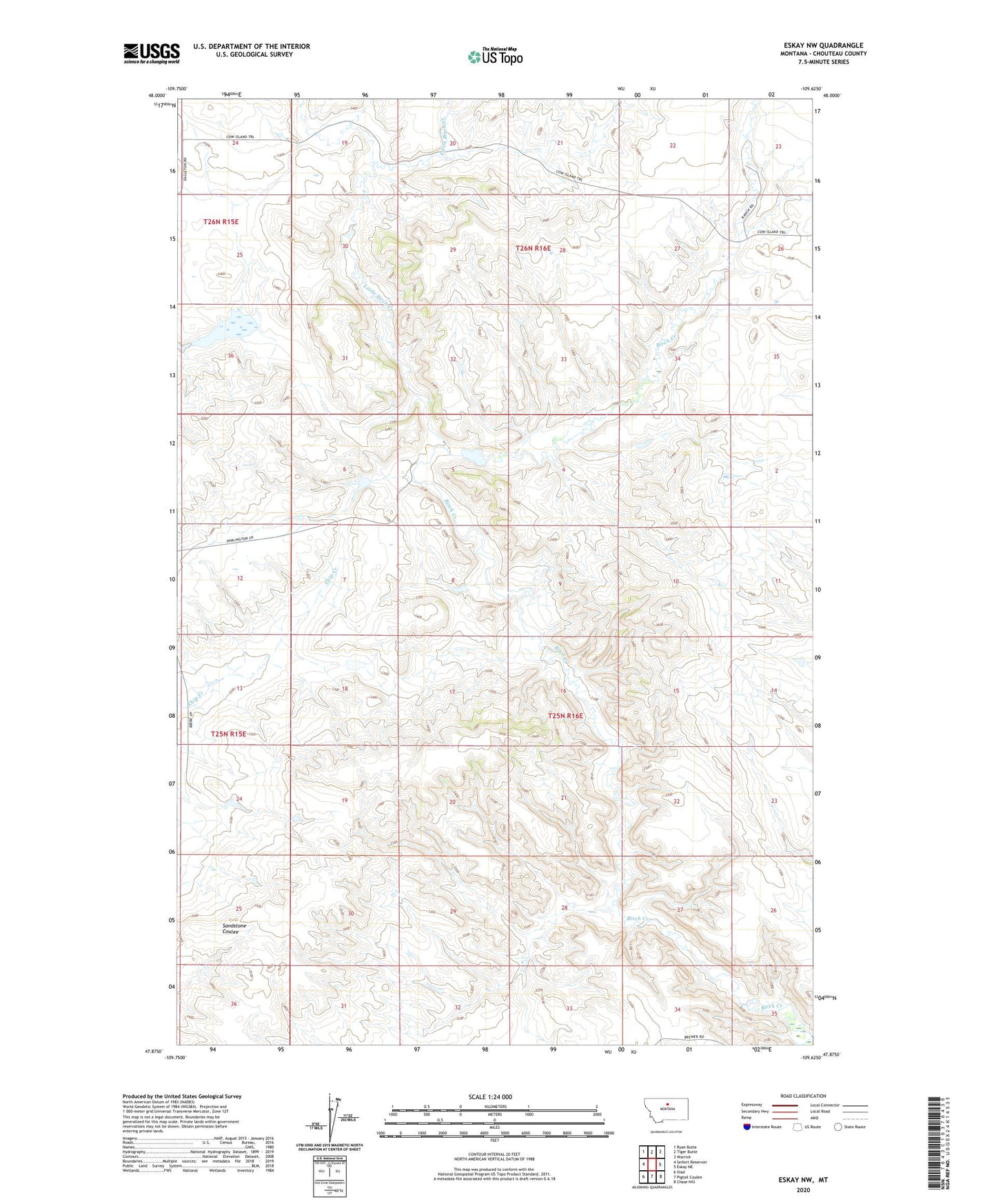 Eskay NW Montana US Topo Map Image