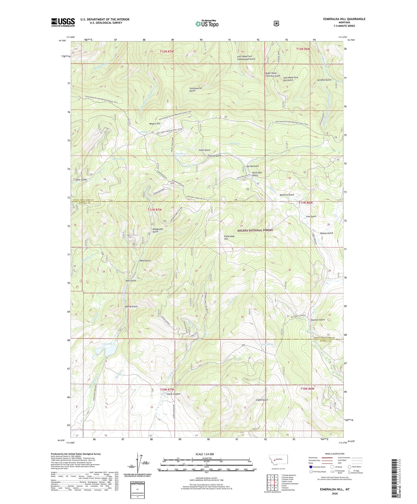 Esmeralda Hill Montana US Topo Map Image
