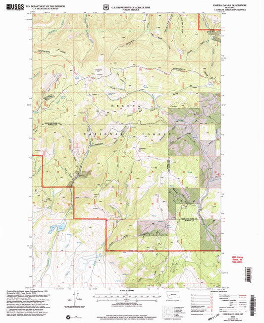 Classic USGS Esmeralda Hill Montana 7.5'x7.5' Topo Map Image