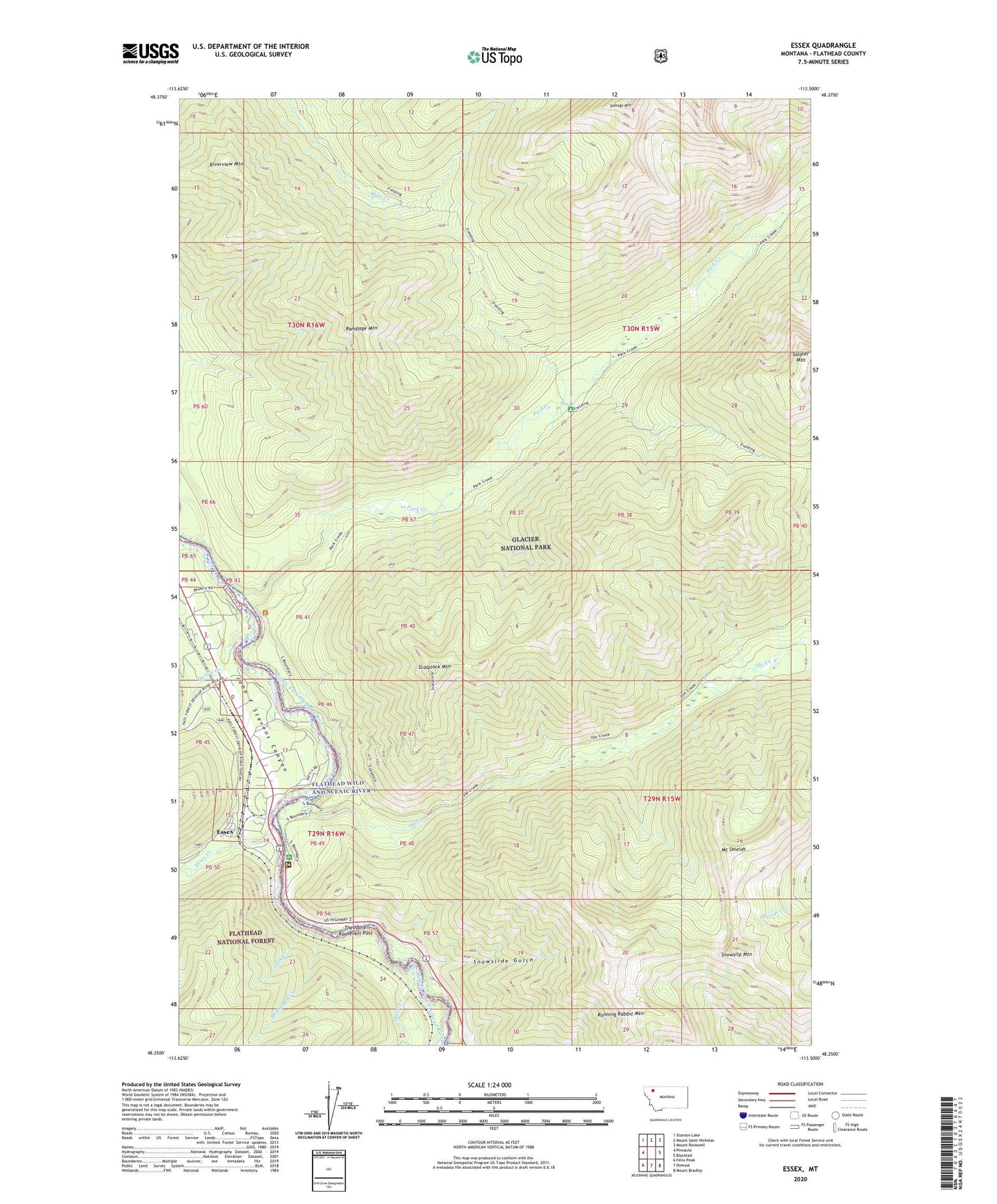 Essex Montana US Topo Map Image