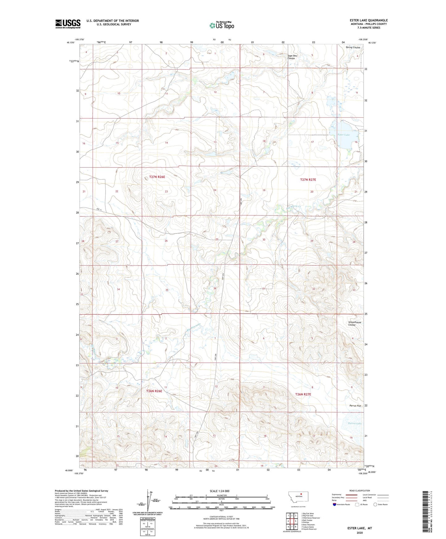 Ester Lake Montana US Topo Map Image