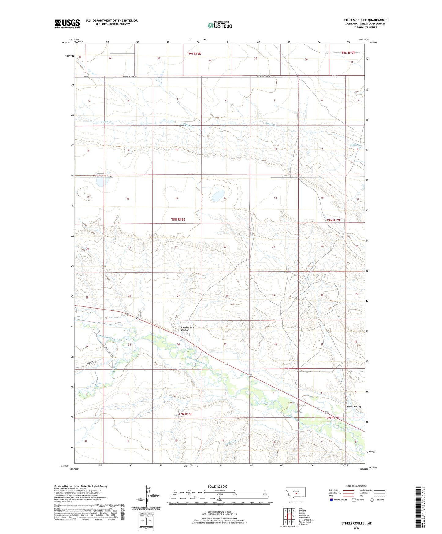 Ethels Coulee Montana US Topo Map Image