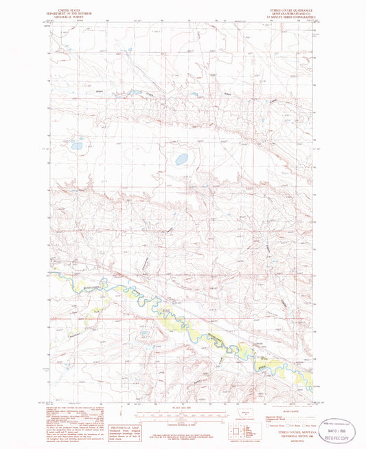 Classic USGS Ethels Coulee Montana 7.5'x7.5' Topo Map Image