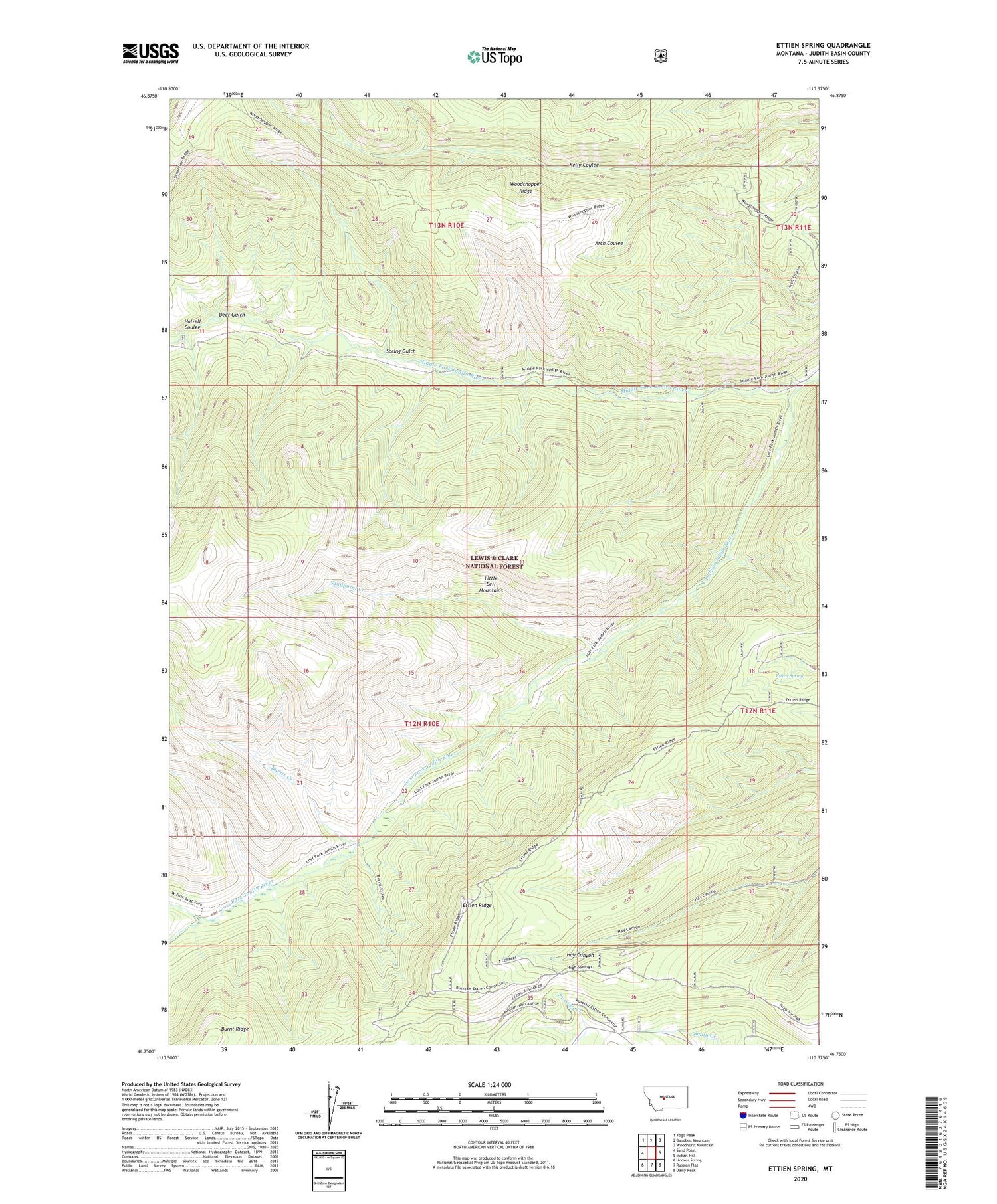 Ettien Spring Montana US Topo Map Image