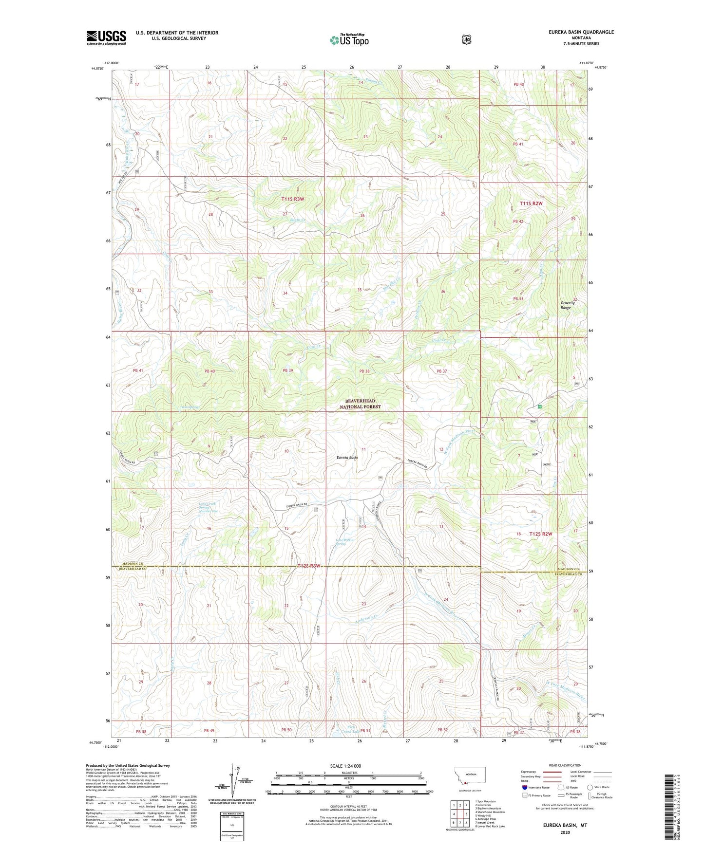 Eureka Basin Montana US Topo Map Image