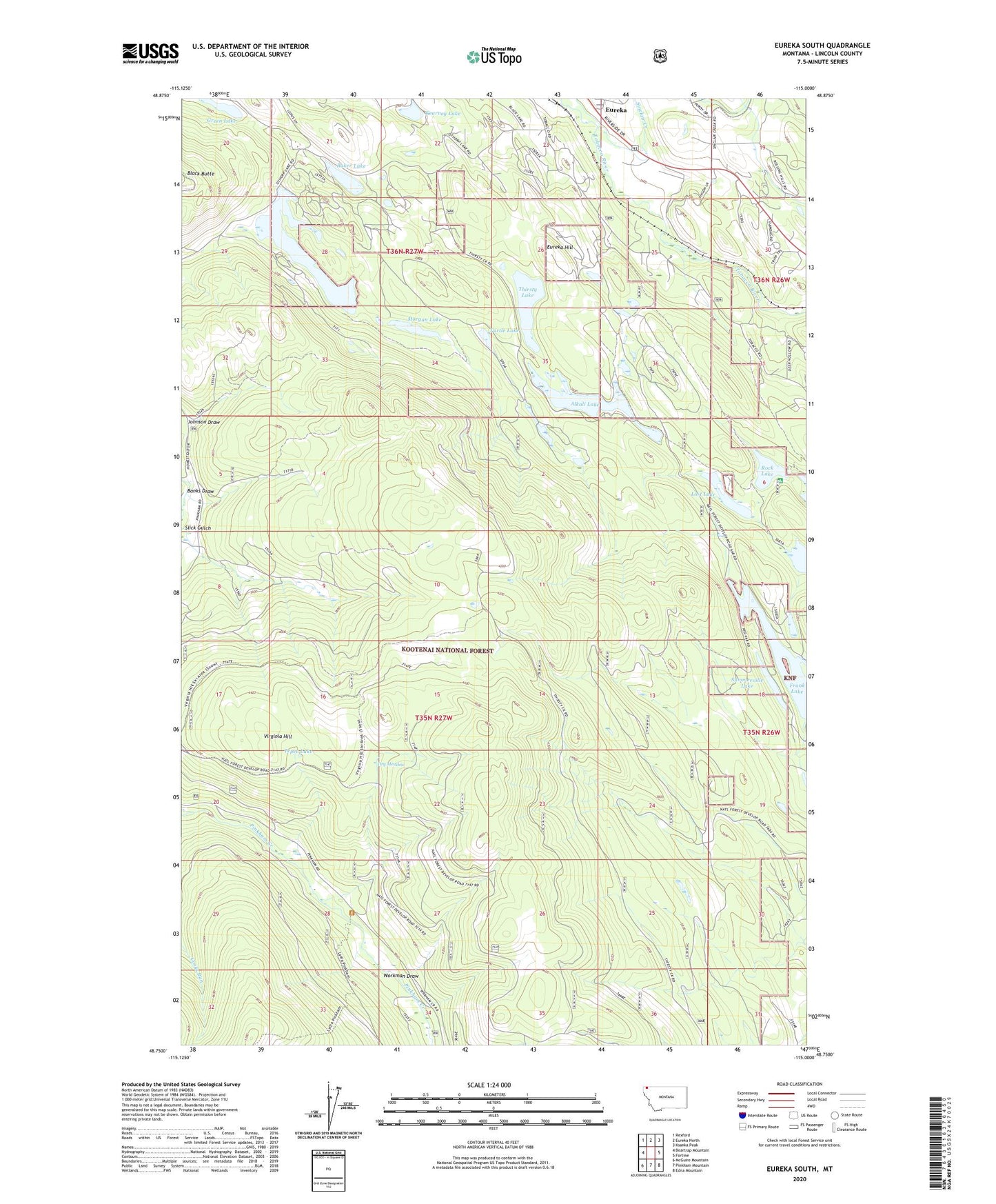 Eureka South Montana US Topo Map Image