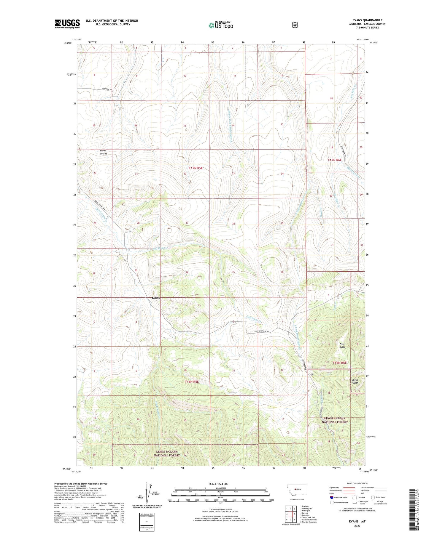 Evans Montana US Topo Map Image