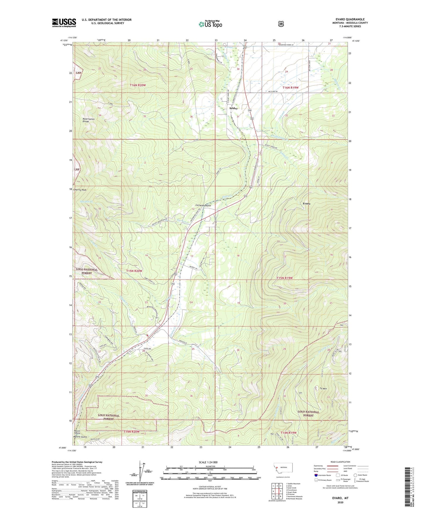 Evaro Montana US Topo Map Image
