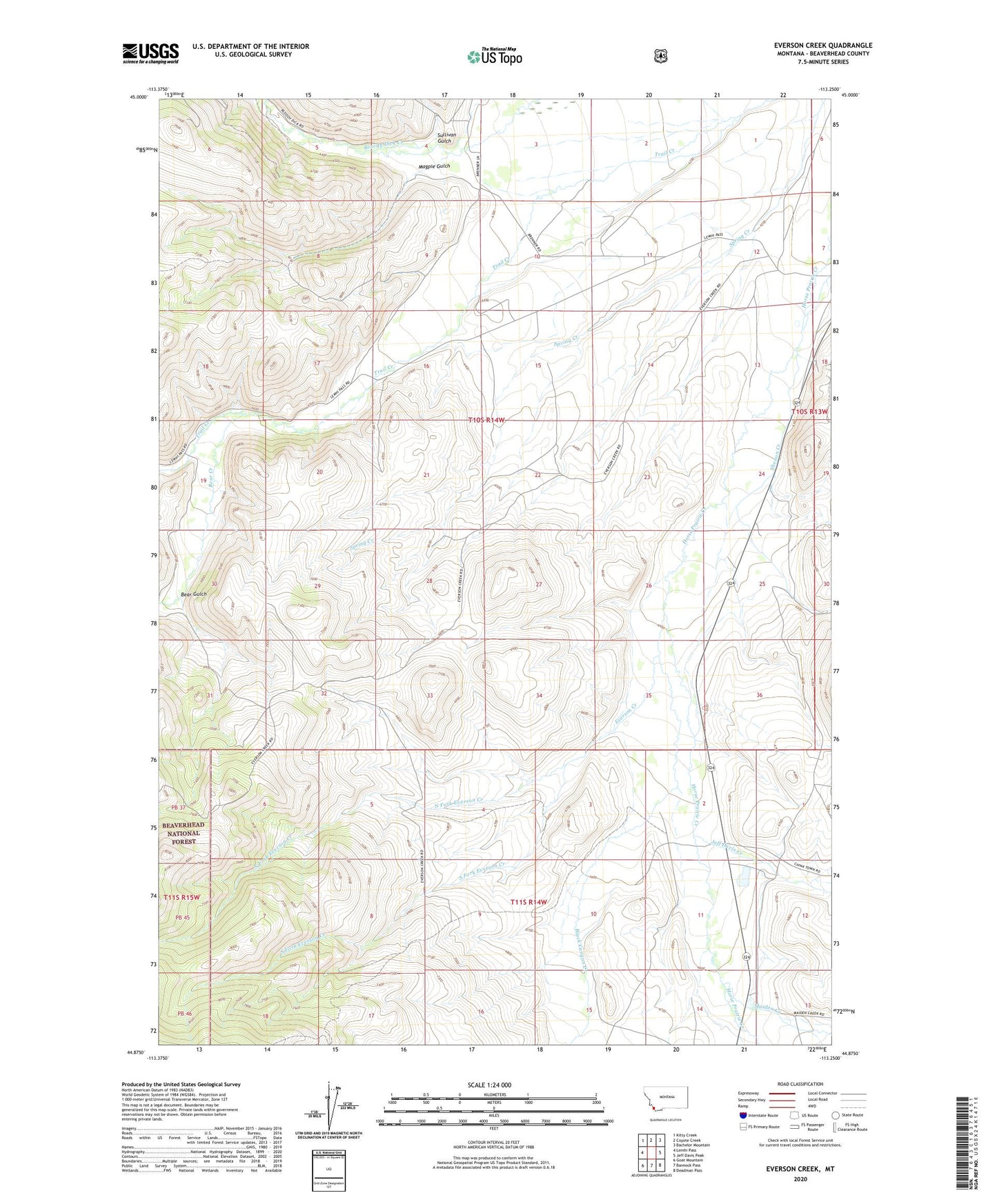 Everson Creek Montana US Topo Map Image