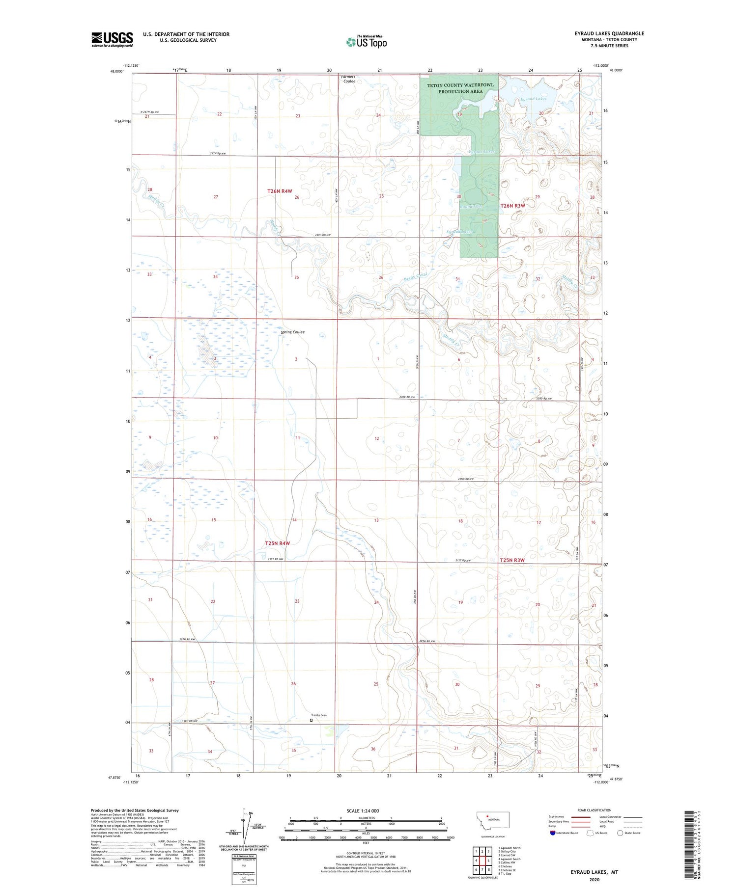 Eyraud Lakes Montana US Topo Map Image