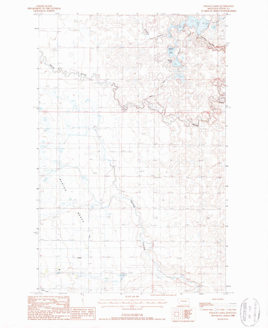 Classic USGS Eyraud Lakes Montana 7.5'x7.5' Topo Map Image