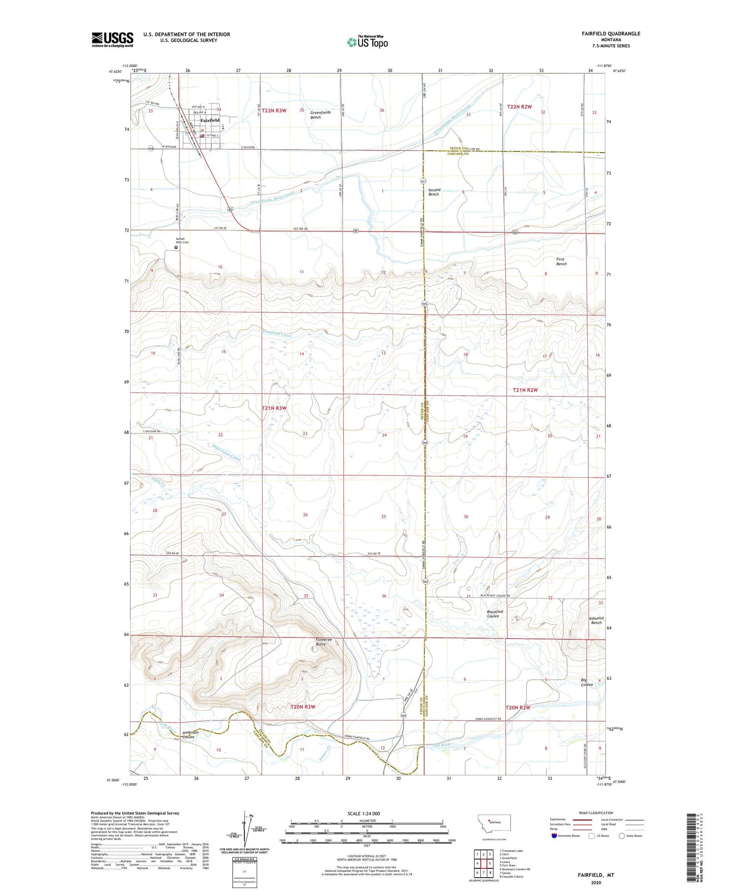 Fairfield Montana US Topo Map Image
