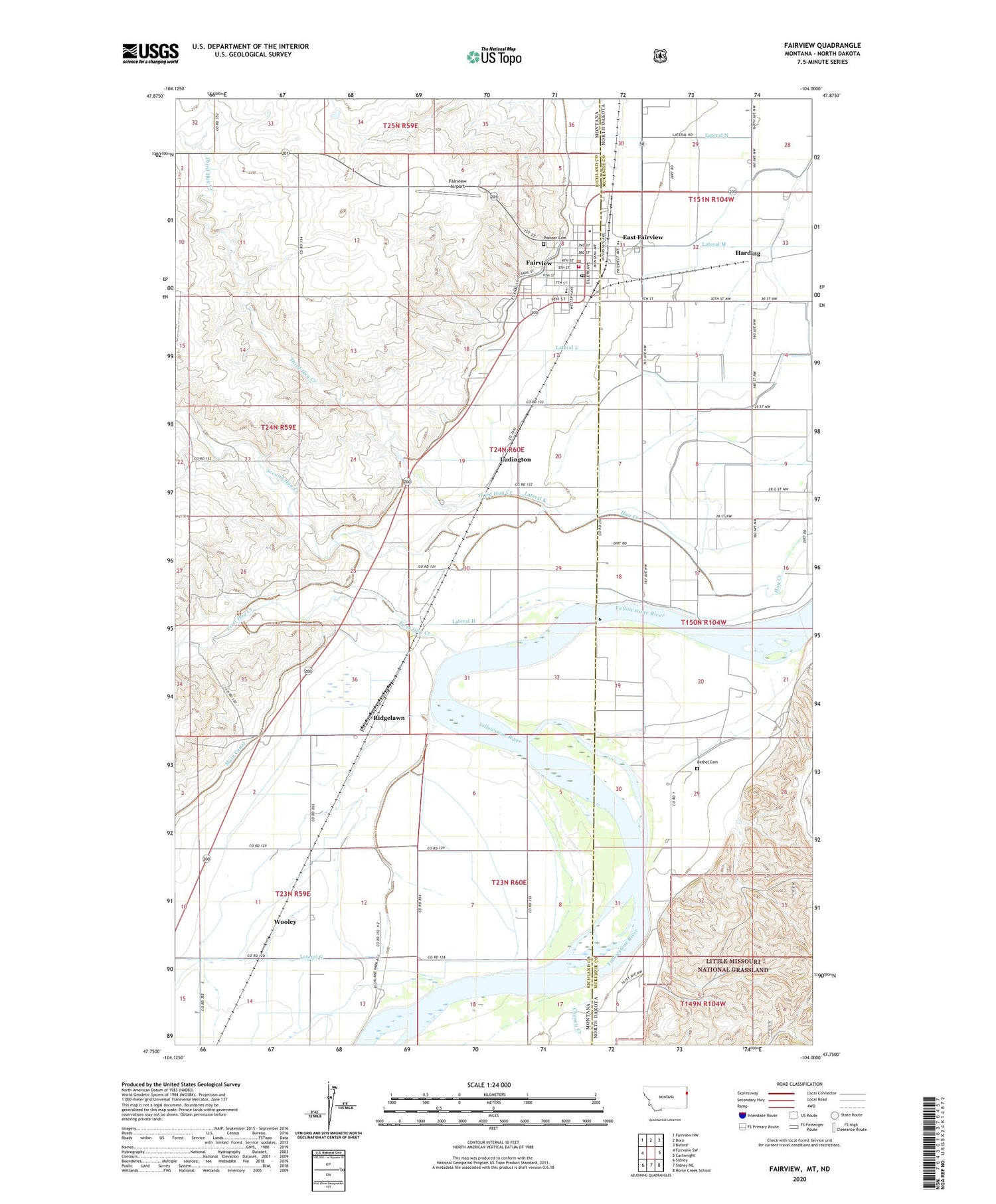 Fairview Montana US Topo Map Image