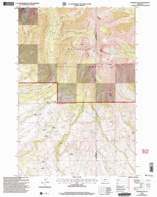 Classic USGS Fairview Peak Montana 7.5'x7.5' Topo Map Image
