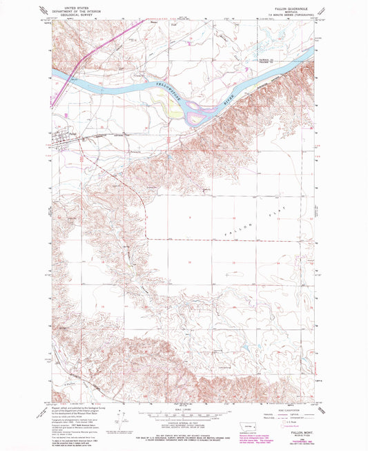 Classic USGS Fallon Montana 7.5'x7.5' Topo Map Image
