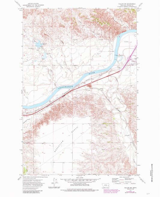 Classic USGS Fallon SW Montana 7.5'x7.5' Topo Map Image