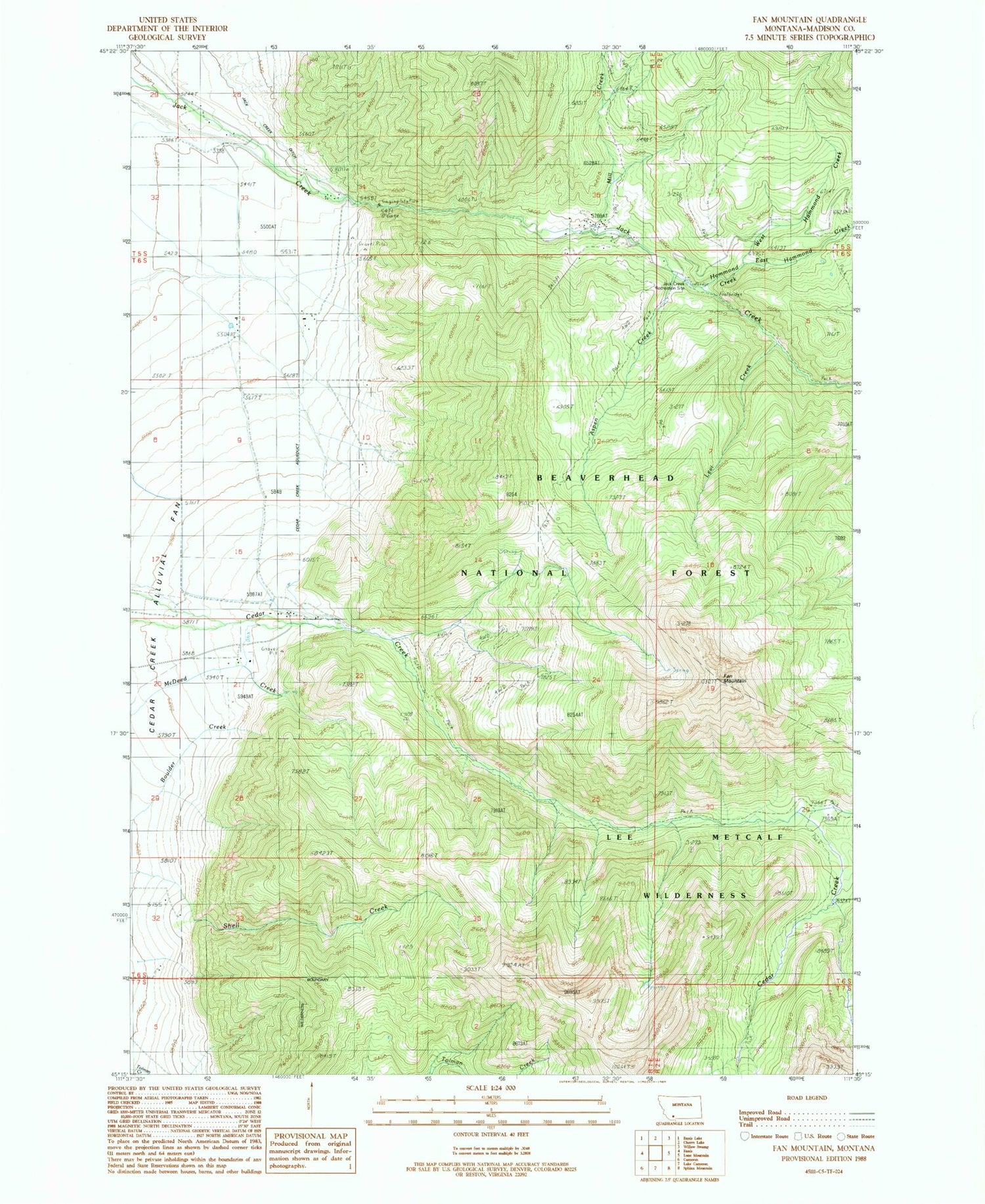 Classic USGS Fan Mountain Montana 7.5'x7.5' Topo Map Image