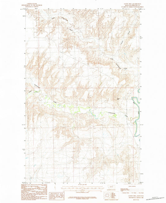 Classic USGS Fanny Hill Montana 7.5'x7.5' Topo Map Image