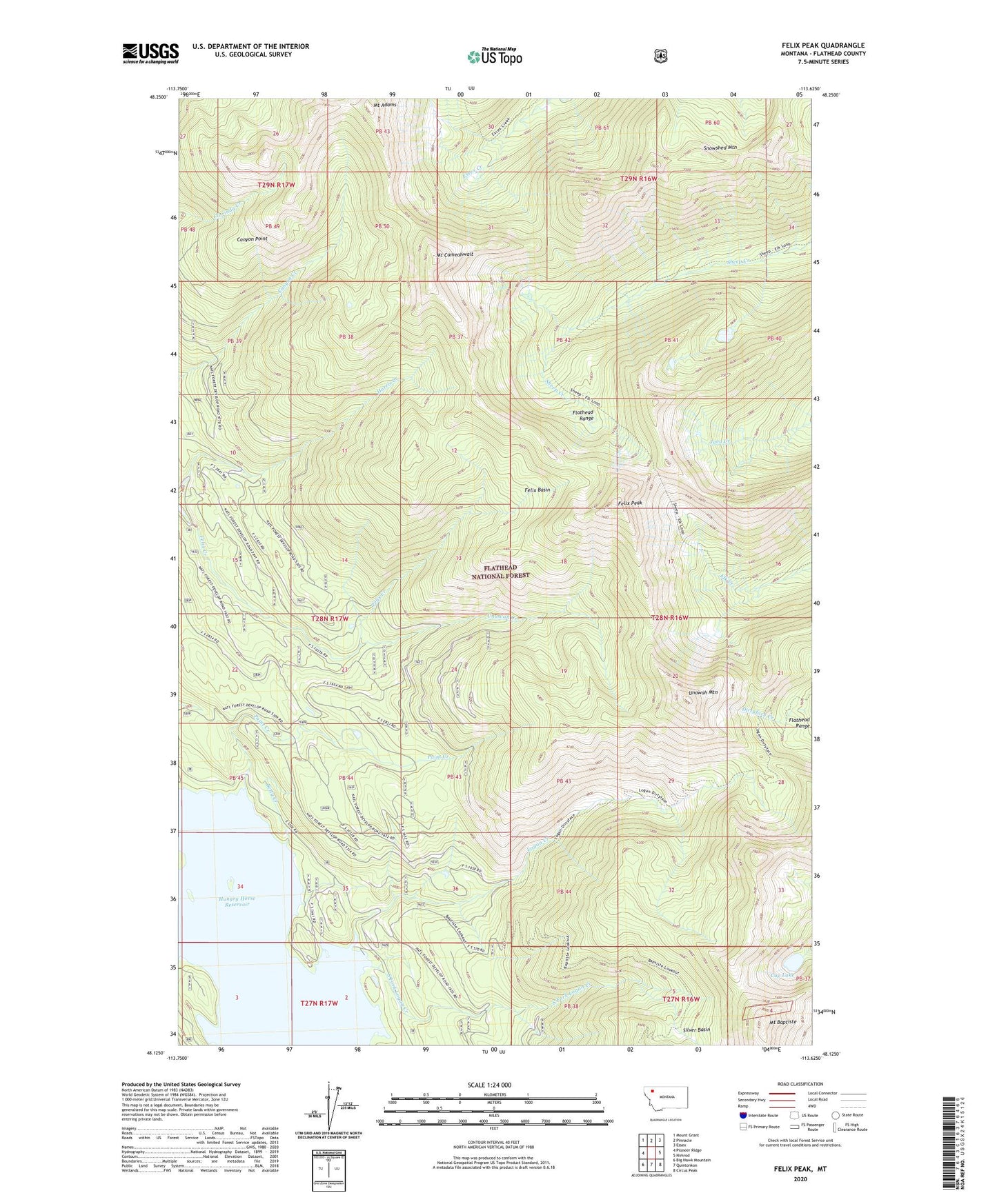 Felix Peak Montana US Topo Map Image