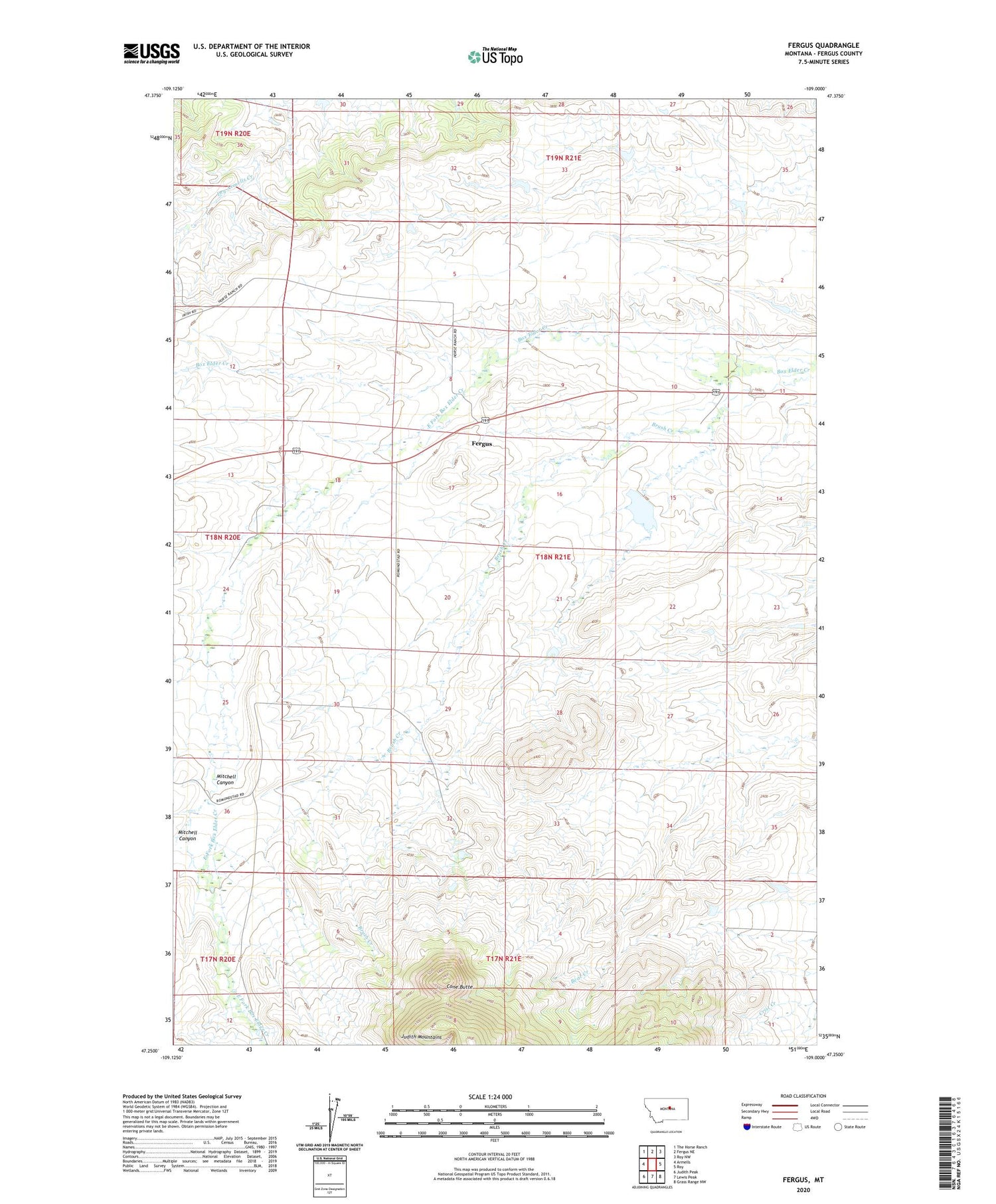 Fergus Montana US Topo Map Image