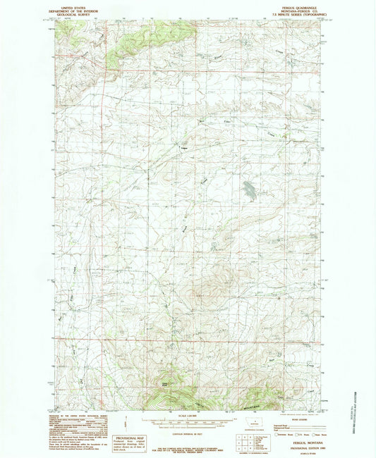 Classic USGS Fergus Montana 7.5'x7.5' Topo Map Image