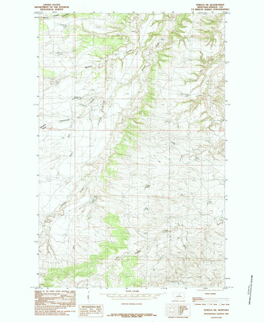 Classic USGS Fergus NE Montana 7.5'x7.5' Topo Map Image