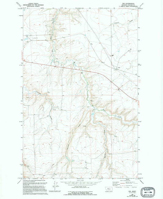 Classic USGS Fife Montana 7.5'x7.5' Topo Map Image