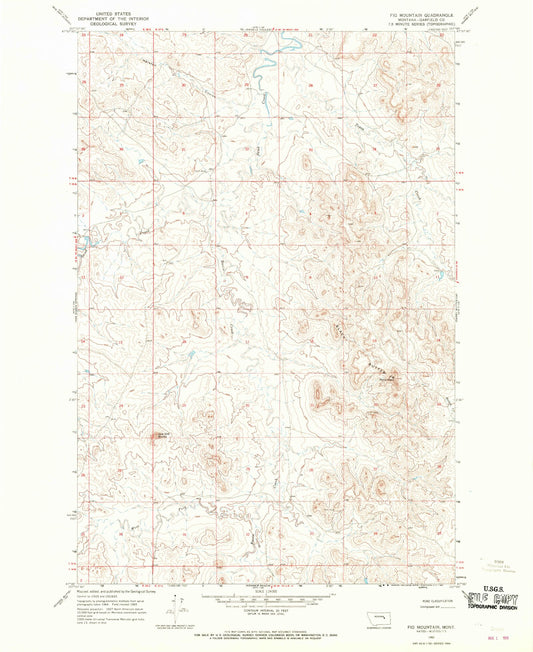 Classic USGS Fig Mountain Montana 7.5'x7.5' Topo Map Image