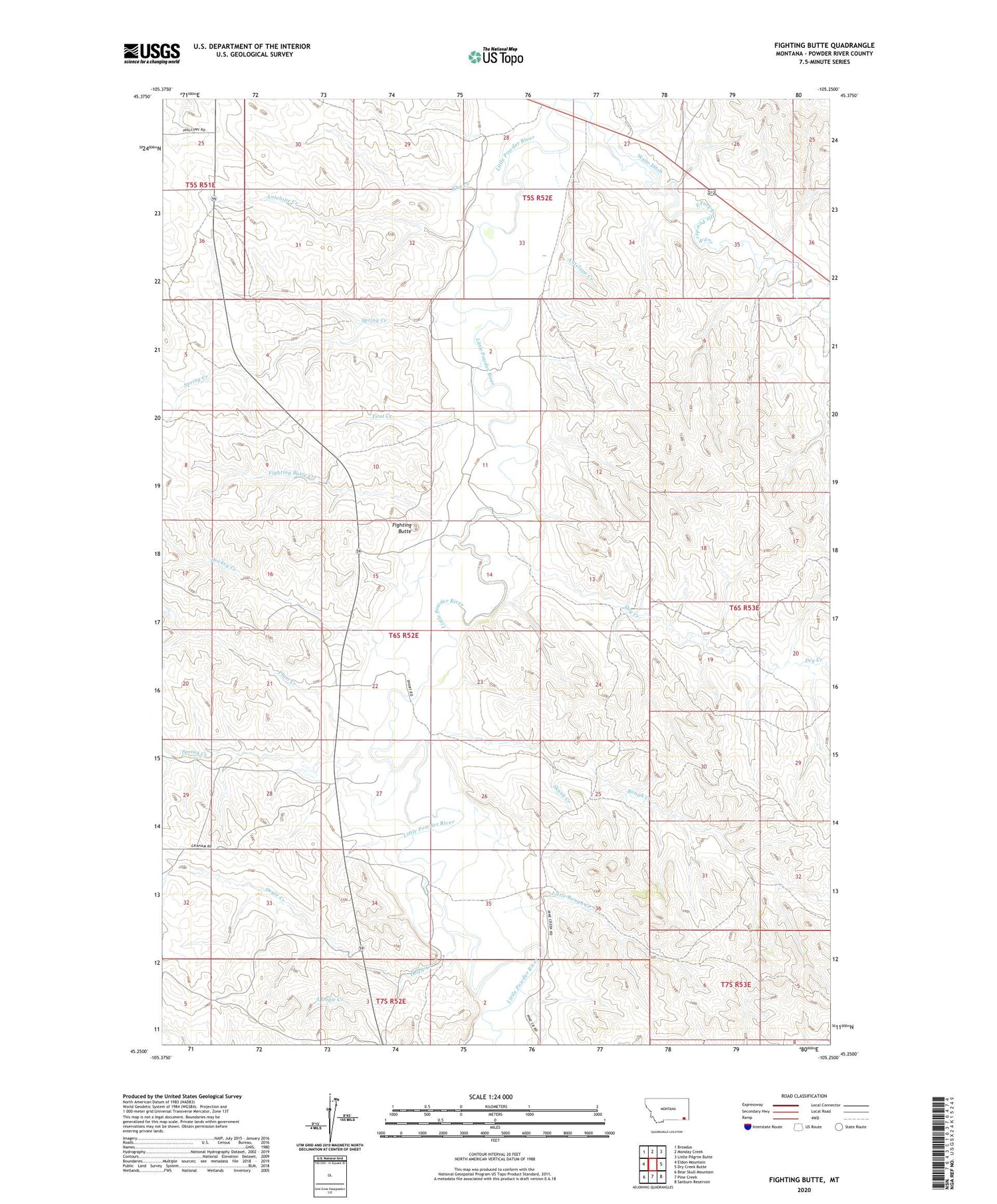Fighting Butte Montana US Topo Map Image