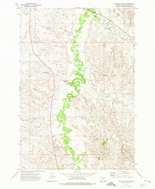 Classic USGS Fighting Butte Montana 7.5'x7.5' Topo Map Image