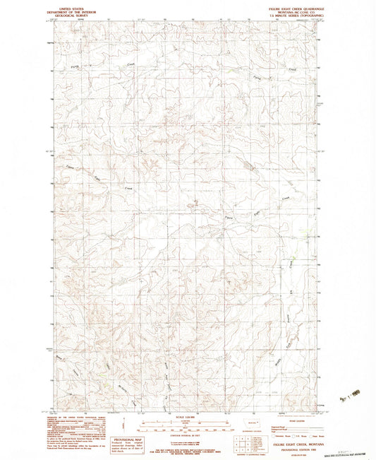 Classic USGS Figure Eight Creek Montana 7.5'x7.5' Topo Map Image