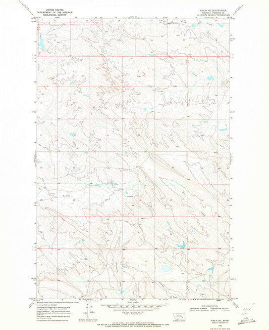 Classic USGS Finch NE Montana 7.5'x7.5' Topo Map Image