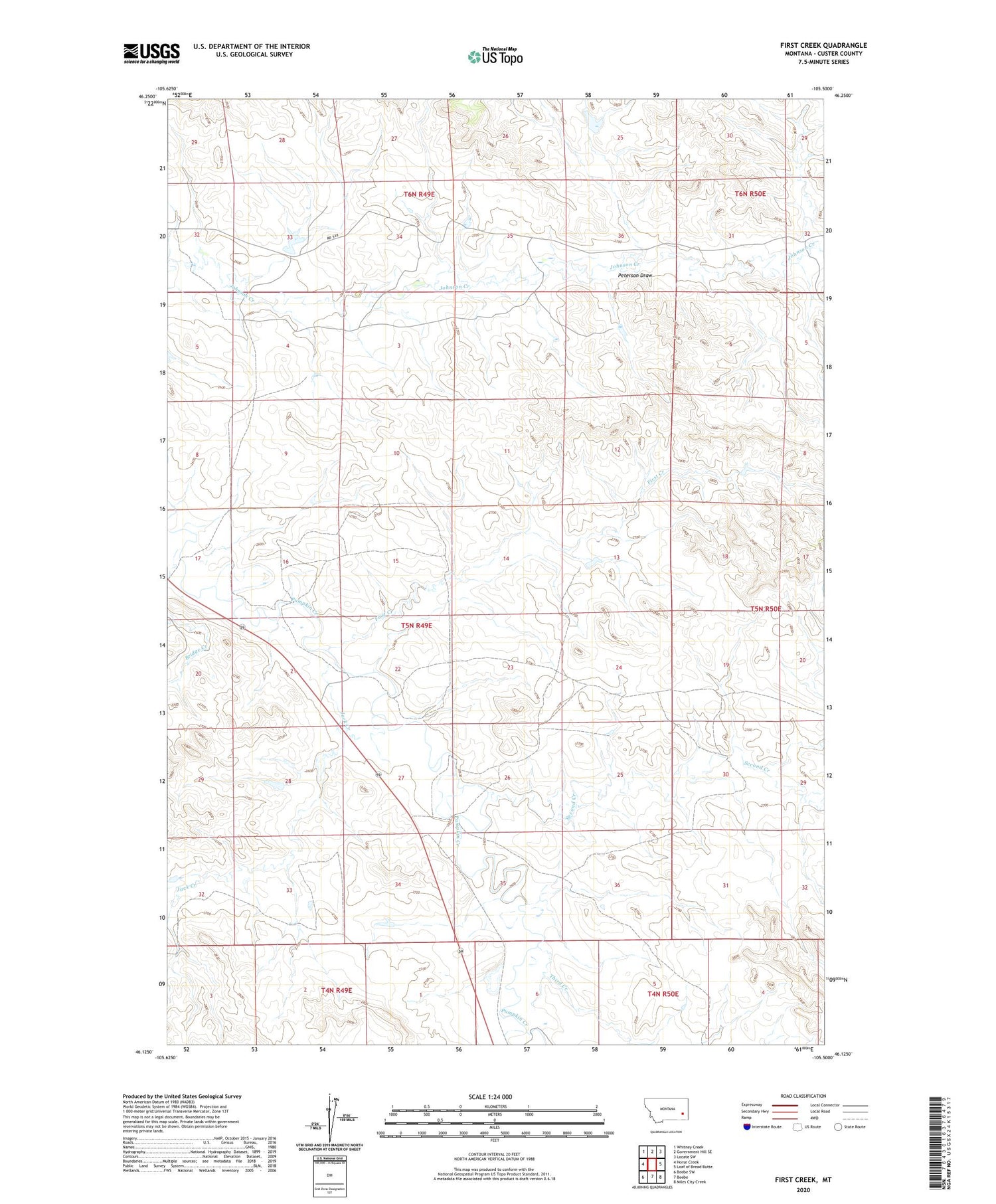 First Creek Montana US Topo Map Image
