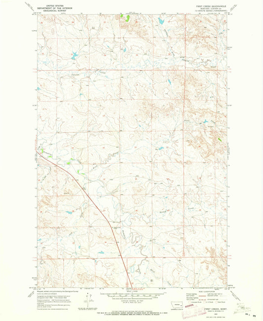 Classic USGS First Creek Montana 7.5'x7.5' Topo Map Image