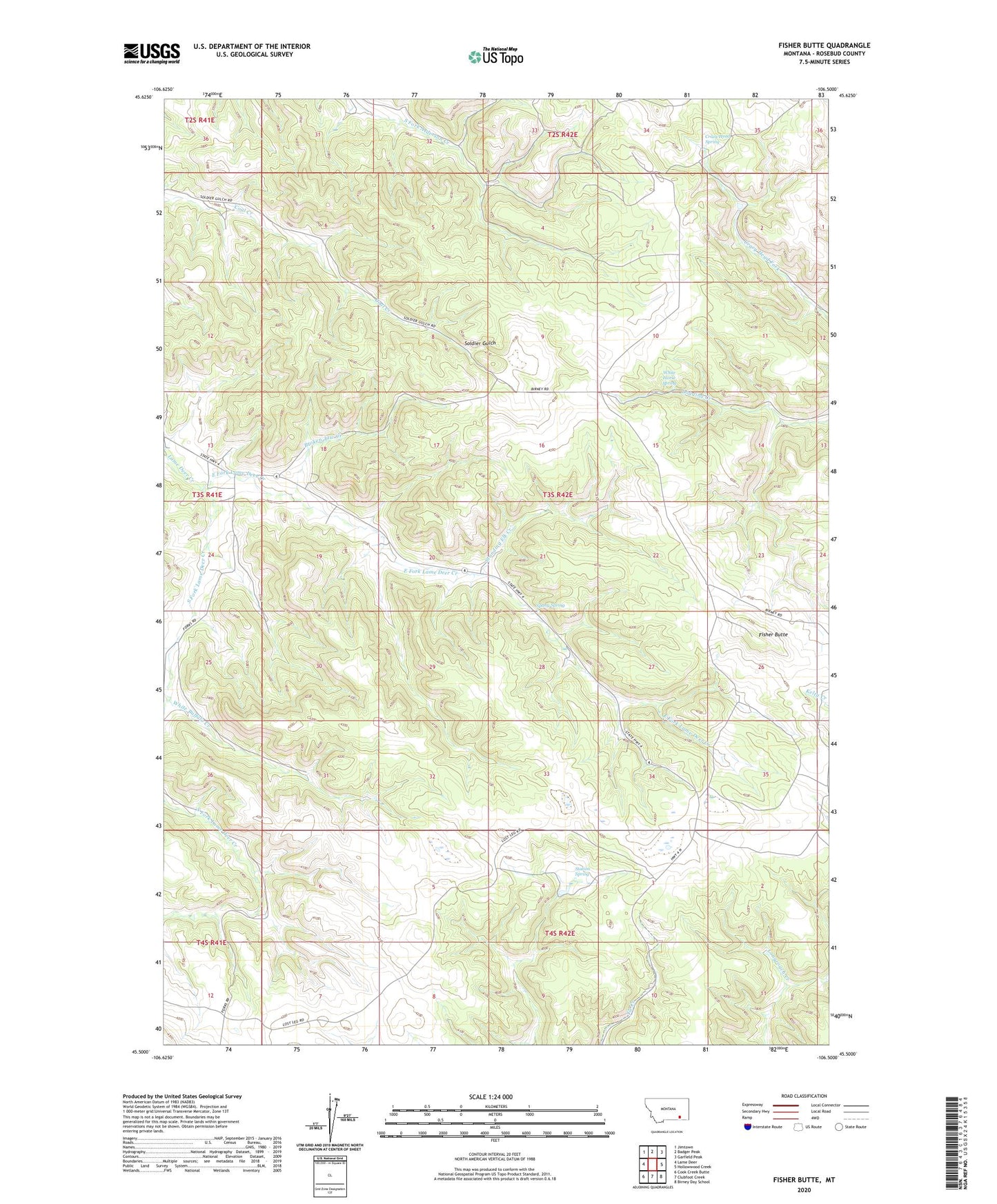 Fisher Butte Montana US Topo Map Image
