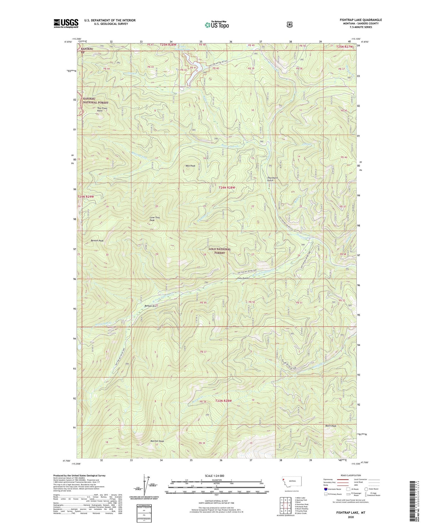 Fishtrap Lake Montana US Topo Map Image