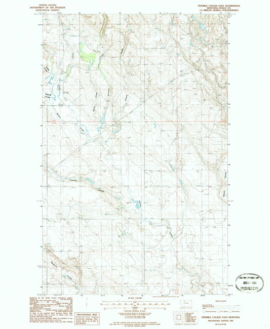 Classic USGS Fivemile Coulee East Montana 7.5'x7.5' Topo Map Image