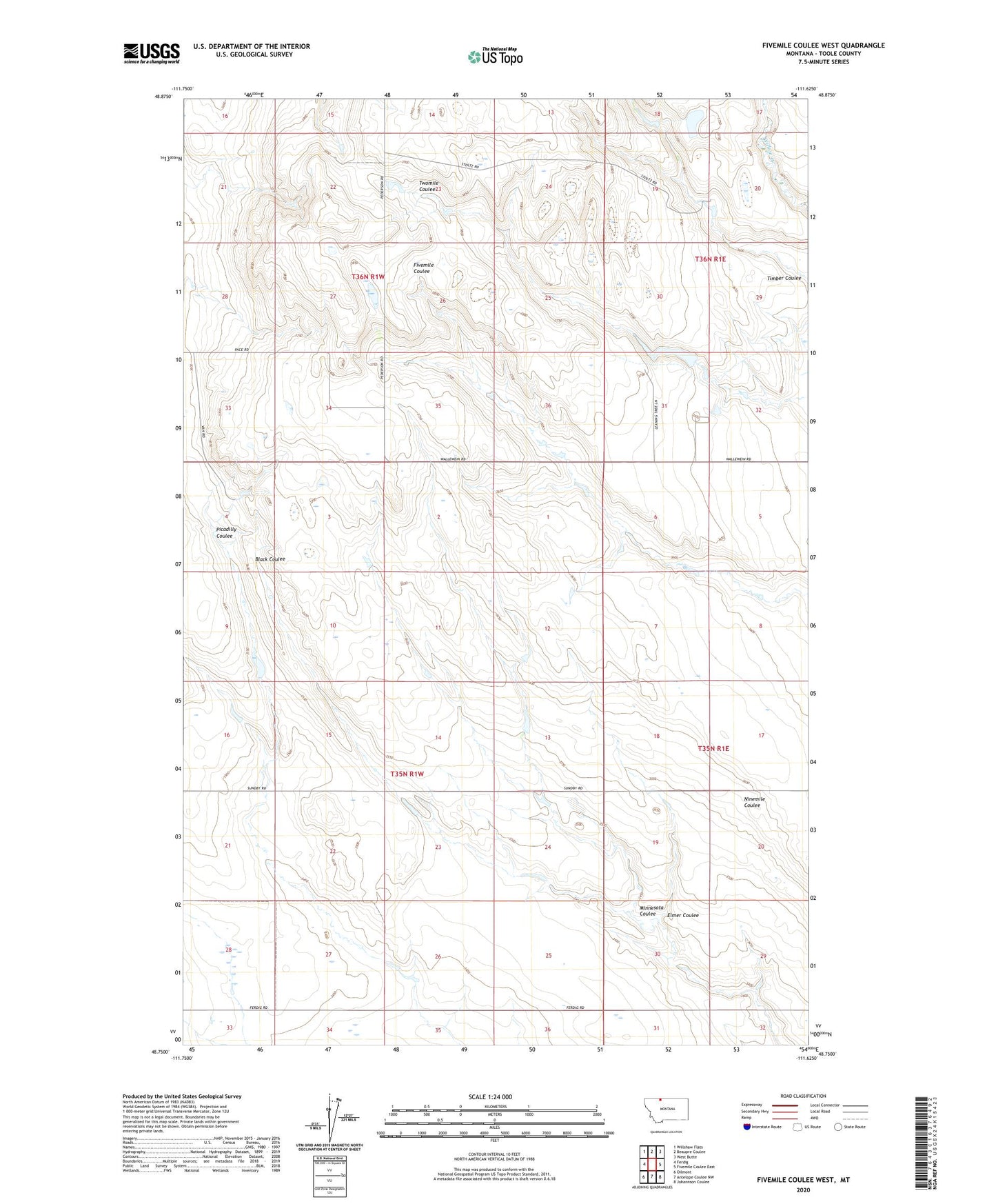 Fivemile Coulee West Montana US Topo Map Image