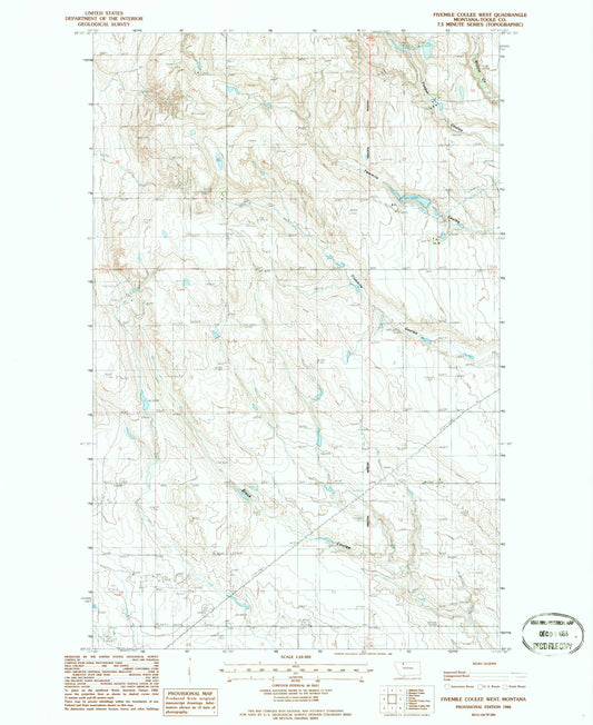 Classic USGS Fivemile Coulee West Montana 7.5'x7.5' Topo Map Image