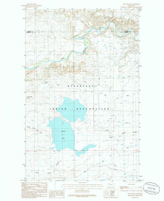 Classic USGS Flag Butte Montana 7.5'x7.5' Topo Map Image