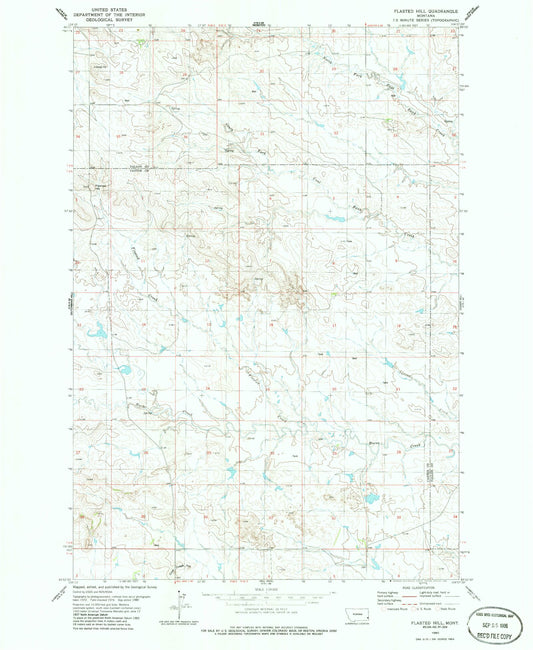 Classic USGS Flasted Hill Montana 7.5'x7.5' Topo Map Image