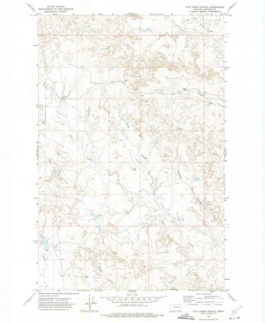 Classic USGS Flat Creek School Montana 7.5'x7.5' Topo Map Image