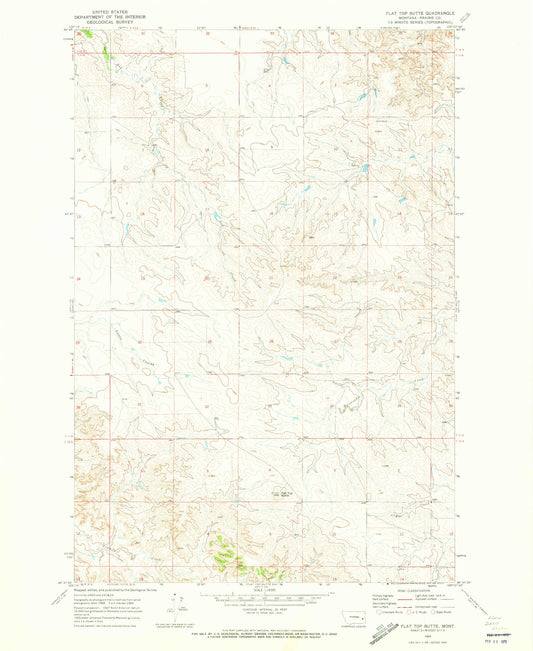 Classic USGS Flat Top Butte Montana 7.5'x7.5' Topo Map Image