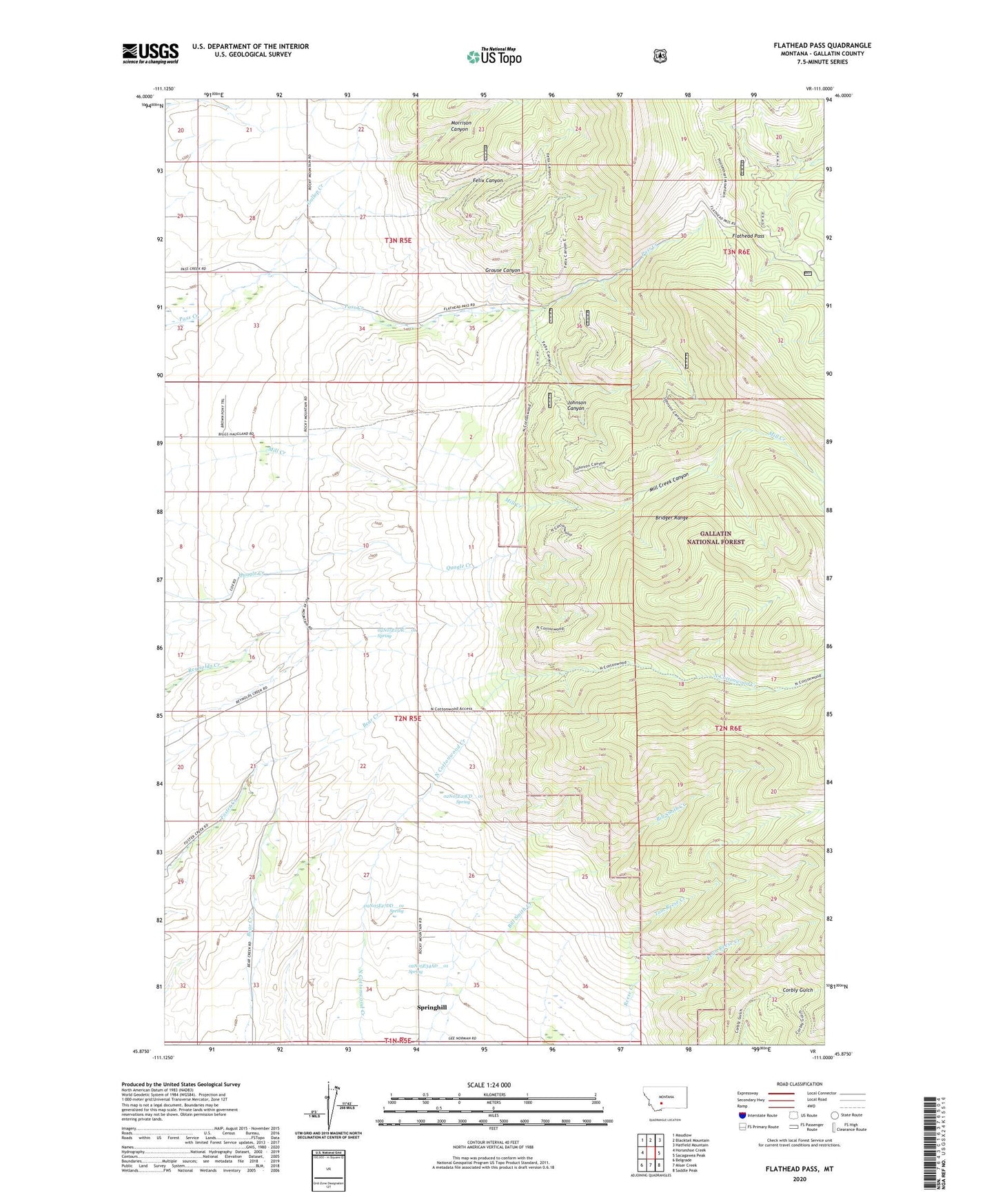 Flathead Pass Montana US Topo Map Image