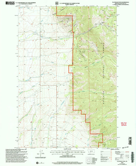 Classic USGS Flathead Pass Montana 7.5'x7.5' Topo Map Image