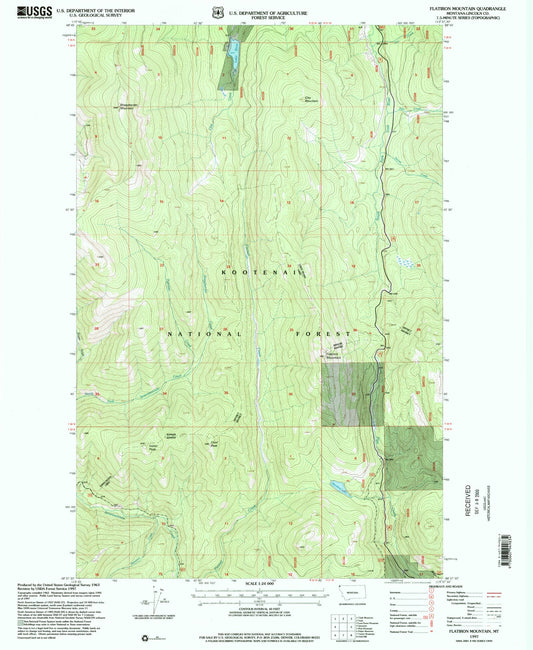 Classic USGS Flatiron Mountain Montana 7.5'x7.5' Topo Map Image