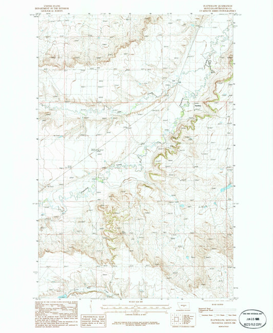 Classic USGS Flatwillow Montana 7.5'x7.5' Topo Map Image