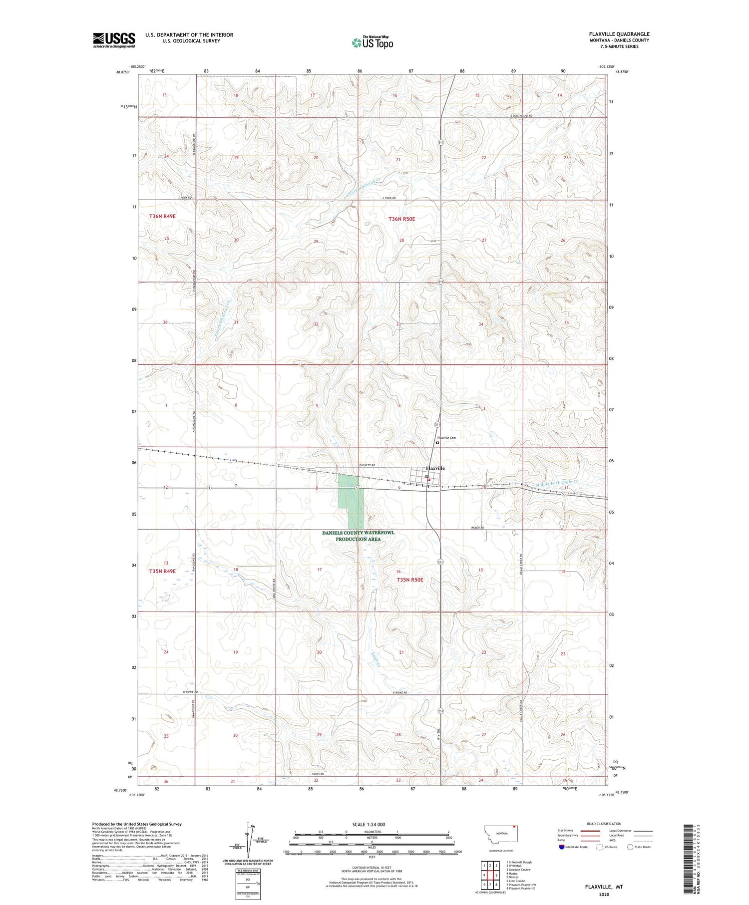 Flaxville Montana US Topo Map Image