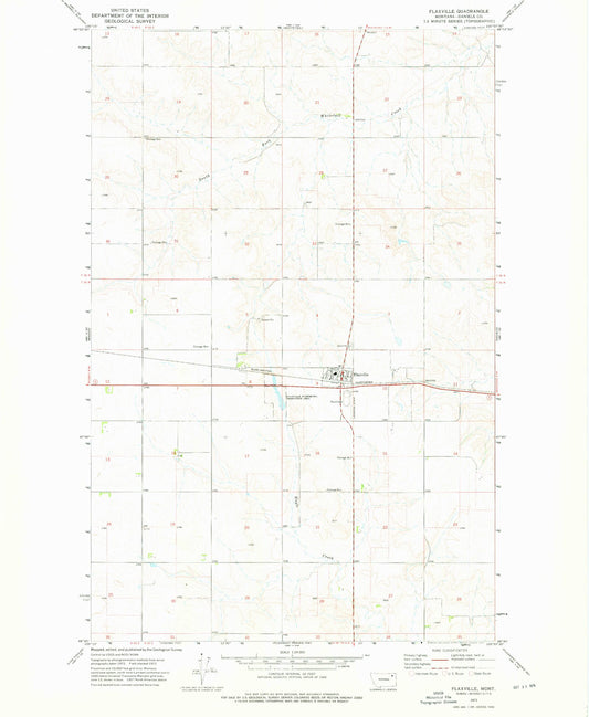 Classic USGS Flaxville Montana 7.5'x7.5' Topo Map Image